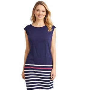 Vintage Gap Womens Navy Striped Cotton Knit T-Shirt Dress with Pockets Size M